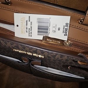 Michael Kors Jet Set Travel Medium Double Pocket Tote Brown